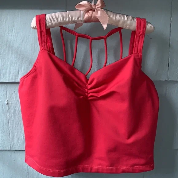 So Danca L Dance Top Sports Bra Large Coral/Red Large EUC - Picture 10 of 10